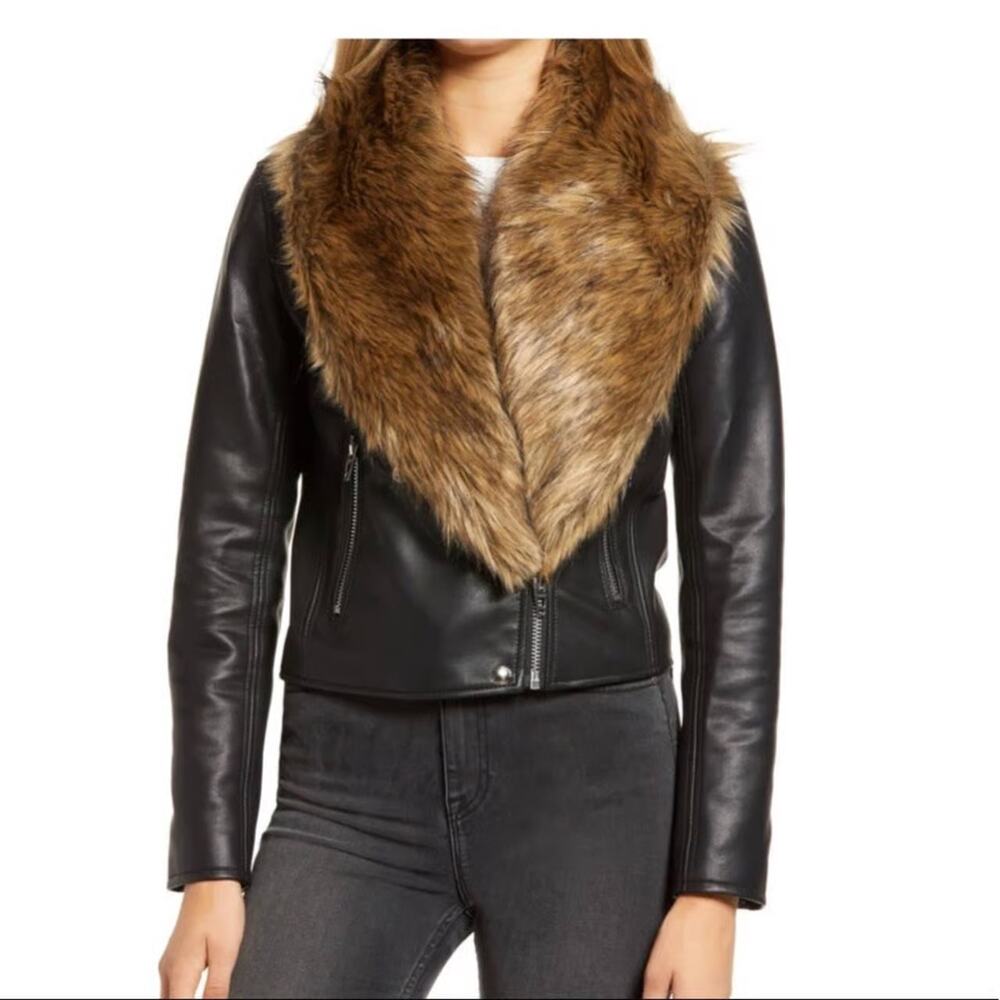 BLANKNYC Night Fever faux leather moto jacket Size M